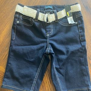 NWT- Girls denim shorts with belt- size 8